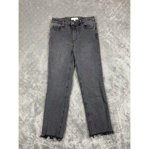 Harper Heritage Women Size 27 High Rise Straight Leg Frayed Hem Black Gray Jeans